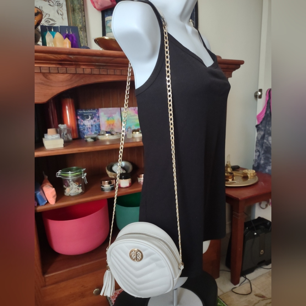 White Circle Crossbody Bag/ Purse